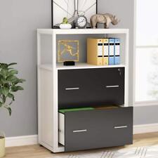 White Black 2 Drawer Lateral File Cabinet With Lock For Letter Legal A4 Size