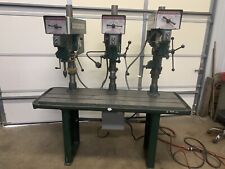 3 Head Powermtic Model 1150 Gang Drill Press On Factory Wet Table Varidrive