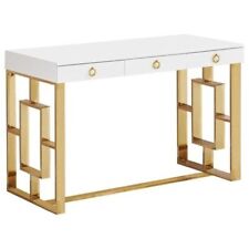 Best Master Furniture Ba211 Whitegold Wood 3 Drawers Writing Desk Contemporary