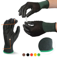 10 Pairs Work Gloves Black Ultra-thin Safety Polyurethane Coated Nylon Shell