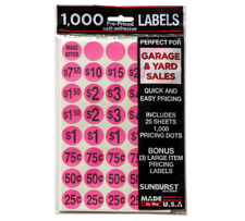 Pack Of 1000 Yard Garage Sale Price Stickers Prepriced Labels Self Adhesive Tags
