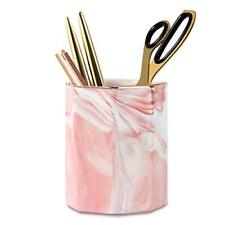 Pink Pen Holder For Girls Marble Ceramic Pencil Cup Desk Organizer Decor Fo...