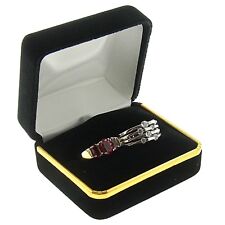 Black Velvet Engagement Double Ring Box Display Jewelry Gift Box Gold Trim Style