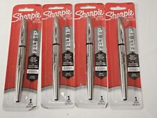 Lot X4 Sharpie Fine Point Pen 0.4mm Black Ink Stainless Steel Felt Tip
