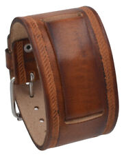 Rev Boss Series 24 Mm Lug Width Wide Washed Out Brown Leather Cuff Watch Band