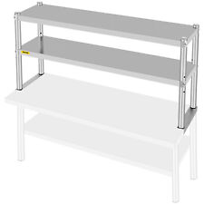 Vevor Wide Double Overshelf 12 X 48 Stainless Steel Work Pre Table Commercial