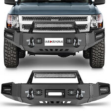 Steel Front Bumper W Winch Plate Led Lights For 2007-2013 Chevy Silverado 1500