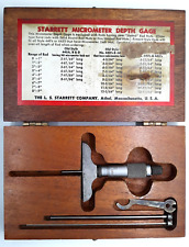 Starrett 440 Micrometer Depth Gage In Wooden Case 2