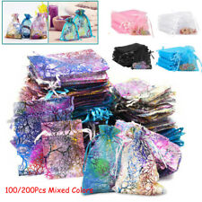 100200pcs Sheer Coralline Organza Gift Bags Jewelry Candy Pouches Wedding Party