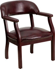 Traditional Style Oxblood Vinyl Conference Office Side Chair Waccent Nail Trim