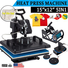 5 In 1 Heat Press Machine Swing Away T-shirt Mug Hat 12x15 Digital Transfer