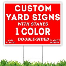 25pk 18x24 One Color Custom Yard Signs Corrugated Plastic Double Sided Stakes