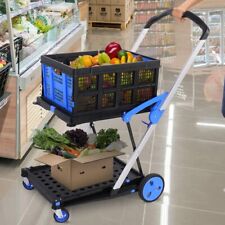 Vilobos Collapsible Shopping Cart Folding Mobile Grocery Storage Basket Trolley