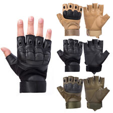 Tactical Safety Work Gloves Mechanic Wear Rubber Knuckle Heavy Duty Fingerless