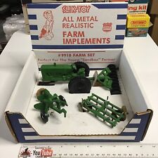 Vintage Slik Toys 9910 Farm Green Tractor Plow Rake Disc Implement Set Mib