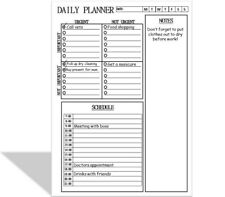 Productivity Daily Planner To Do List Eisenhower Matrix Downloadable Print Pdf
