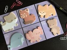 Cute Kawaii Animal Themed Sticky Notes Party Favors Stationery Set Pack Of 6
