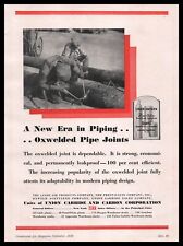 1930 Union Carbide Carbon Photo Oxyweld Pipe Joint Welders Vintage Print Ad
