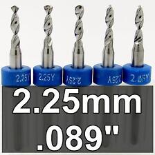 .089 2.25mm 43 Five Pcs Premium Carbide Drill Bits 18 Shaft Shank Cnc Rs