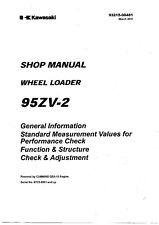 3 Hole Paper Kawasaki 95zv-2 Wheel Loader Work Shop Manual Service Repair Check