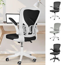 Foldable Home Office Mesh Chair Swivel Computer Desk Task Chair Flip-up Armrests