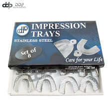 Stainless Steel Edentulous Impression Trays Perforated 8 Pcs Surgical