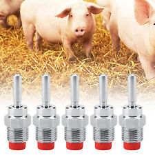5pcs Stainless Steel Copper Automatic Pig Nipple Drinker Waterer Red Rod
