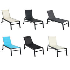 Garden Adjustable Sun Lounger Chair W 2 Back Wheels Industrial Design