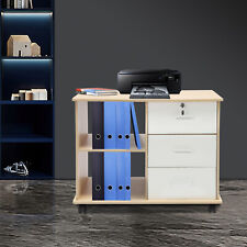 Mobile File Cabinet Rolling Printer Stand Open Storage Shelf Whitewood Cabinets