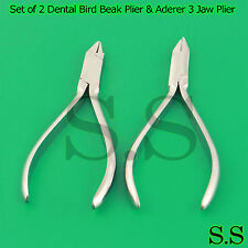 Set Of 2 Dental Bird Beak Plier Aderer 3 Jaw Plier Orthodontic Lab Kit New