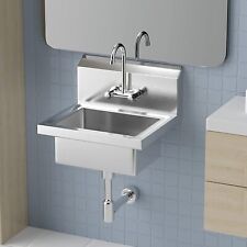 Commercial Sink Hand Washing Basin Stainless Steel Hand Sink W Hotcold Faucet