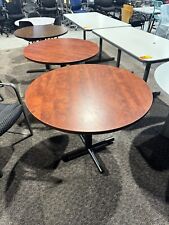 36 Round Conference Cafeteria Table Incherry Laminate Finish Wblack Metal Base