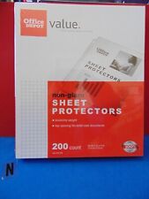 200 Count Office Depot Value Non-glare Sheet Protectors 8.5 X 11 New Sealed