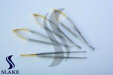 Castroviejo Micro Scissors Needle Holder Curved Tc Forceps Dental Eye Set Kit 7