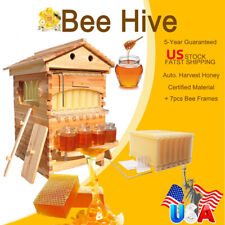 7pcs Auto Flowing Honey Hive Beehive Frames Beehive House Wooden Box Full Set