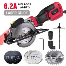 6.2a Electric Mini Circular Saw Wlaser Guide And 6 Blades 4-12rubber Handle