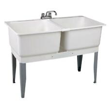 Mustee 46 X 34 In. Plastic Laundry Tub White Double Basin Utility Sink W Faucet