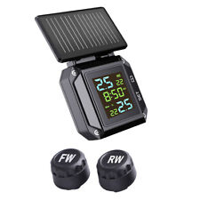 2 External Sensor Solar Charge Motorcycle Tpms Lcd Tire Pressure Monitor System