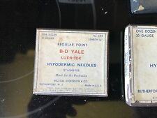 Vintage 1950 B-d Ideal Hypodermic Glass Syringe Needles Set Case Lot Display