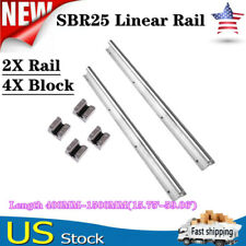 2x Sbr25 Linear Rail Guide 400mm-1500mm Slide Shaft Rod4xsbr12uu Bearing Block