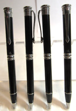 Lot Of 4 Terzetti Valor Black Ballpoint Pen- Brass Metal Bodyct Body-closeout