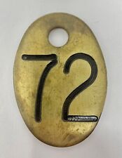 Vintage Stamped Brass Cattle Farm Ear Tag - Double Sided - Heavy Duty - 72