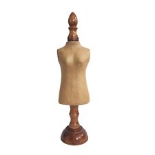 Vtg Mini Dress Form Mannequin Decor Paper Mache Carved Wood Spindle Base Stand