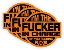 3 Fker In Charge Hard Hat Stickers Helmet Decals Welder Foreman Funny Boss