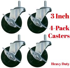 3 Inch Rubber Caster Wheels Heavy Duty 38 Stem Swivel Caster With Safety Brake