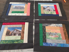 4 Home Sewn Barn Quilt Blocks From Quilt Shop Kits 10 X 12 Log Cabin Patchwork