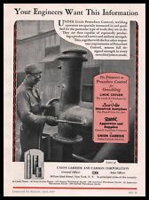 1930 Union Carbide Carbon Corp. Photo Welder Wearing Goggles Vintage Print Ad