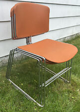Max Stacker Steelcase Chairs Stackable Guest Conference Office Vtg Mcm Orange