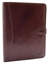Italian Leather Conference Folder Brown A4 Writing Pad Organiser Underarm Bag