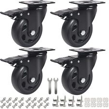 4 Inch Swivel Plate Caster Wheels All Black Heavy Duty Casters Set Of 4 With Br